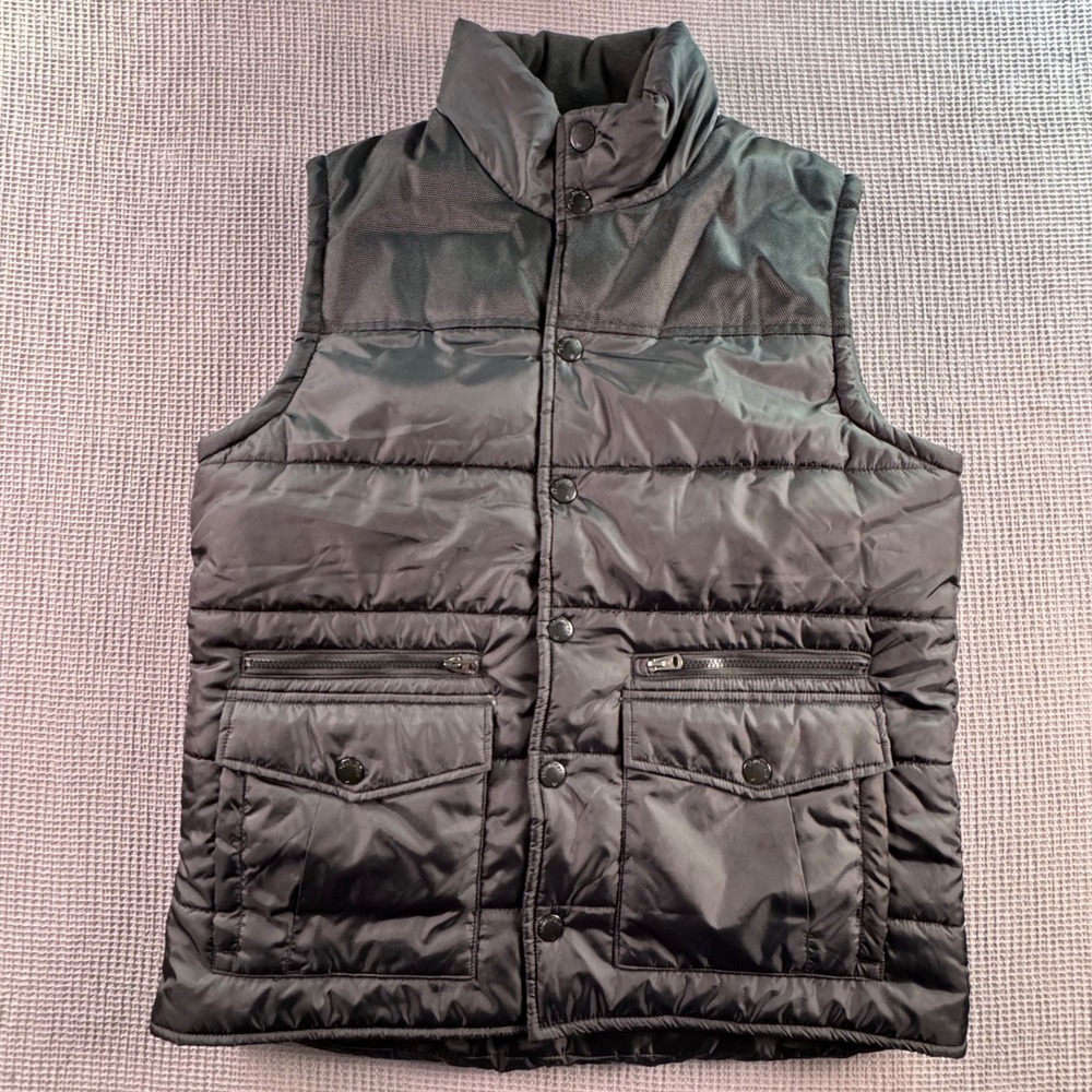 Southpole Men's Black Puffer Vest Sleeveless Full‎ Zip Jacket Large Y2K Utility